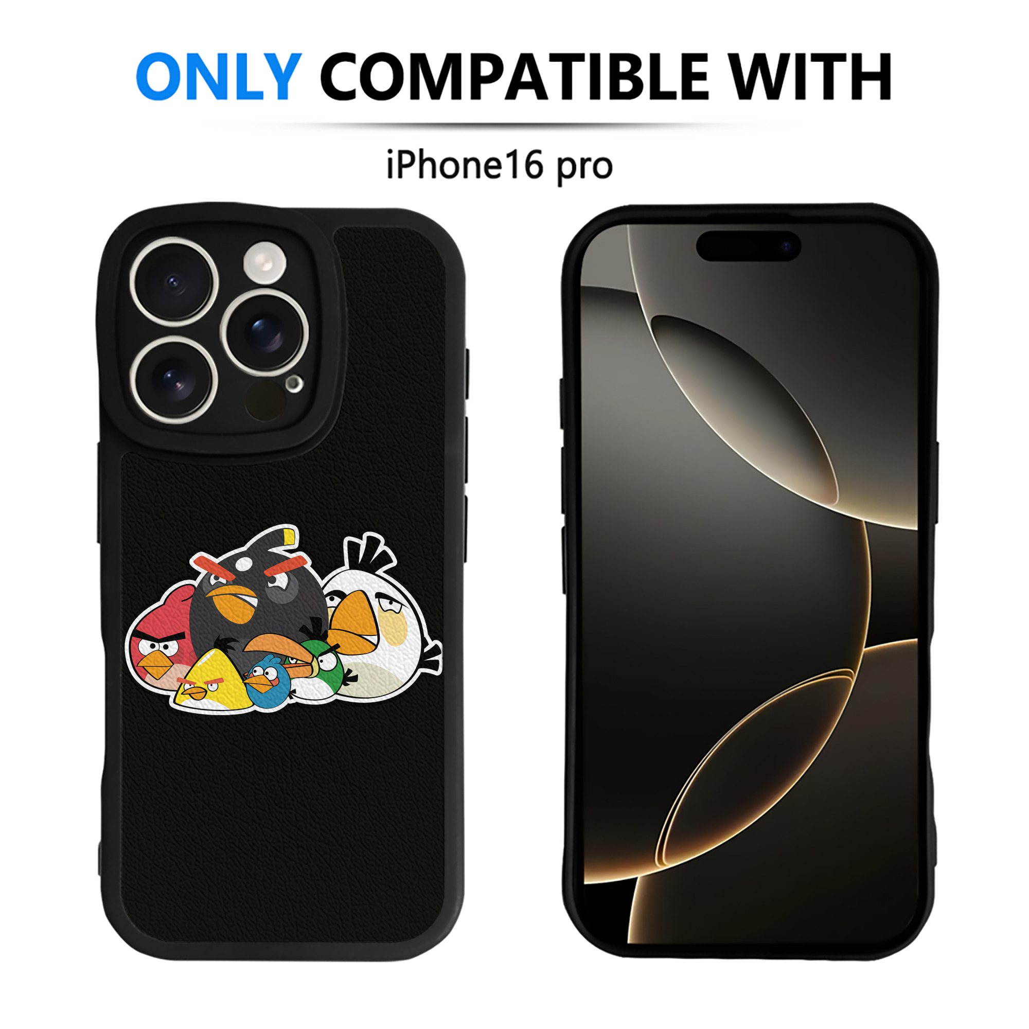 （画像用） Angry Birds アングリーバード 【iPhone 16シリーズ対応】シリコンスマホケース（レザー調） 材質：シリコン